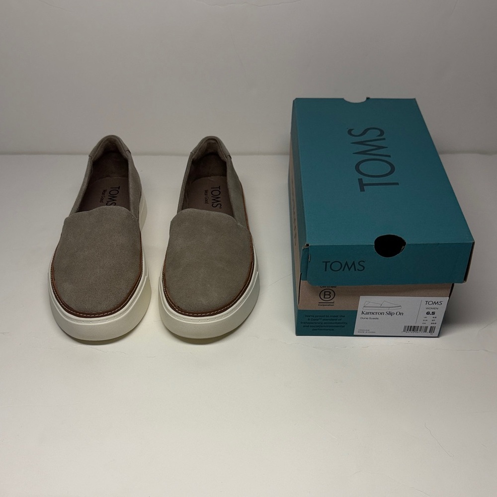 TOMS Gray Slip-On Shoes with White Soles